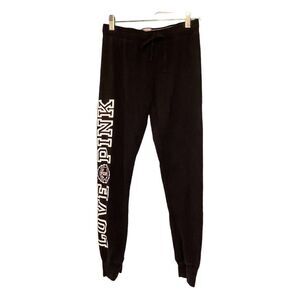 Y2K Pink Victoria's Secret Joggers Heather Black Skinny‎ Fold Over Waist Band S